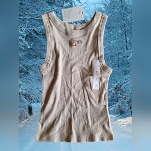 Ribbed Embroidered Shrimp Tank